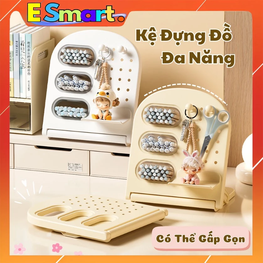 Hộp Đựng Bút Đa Năng Để Bàn Cao Cấp - Tủ Đựng Đồ Dùng Học Tập Kèm Móc Treo Đồ Decor Bàn Học, Bàn Làm Việc Gấp Gọn