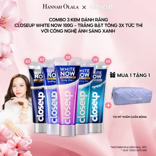 [HANNAH OLALA] Combo 3 Kem đánh răng Closeup White Now - Trắng Bật Tông 3X TỨC THÌ với Công nghệ Ánh Sáng Xanh 100g