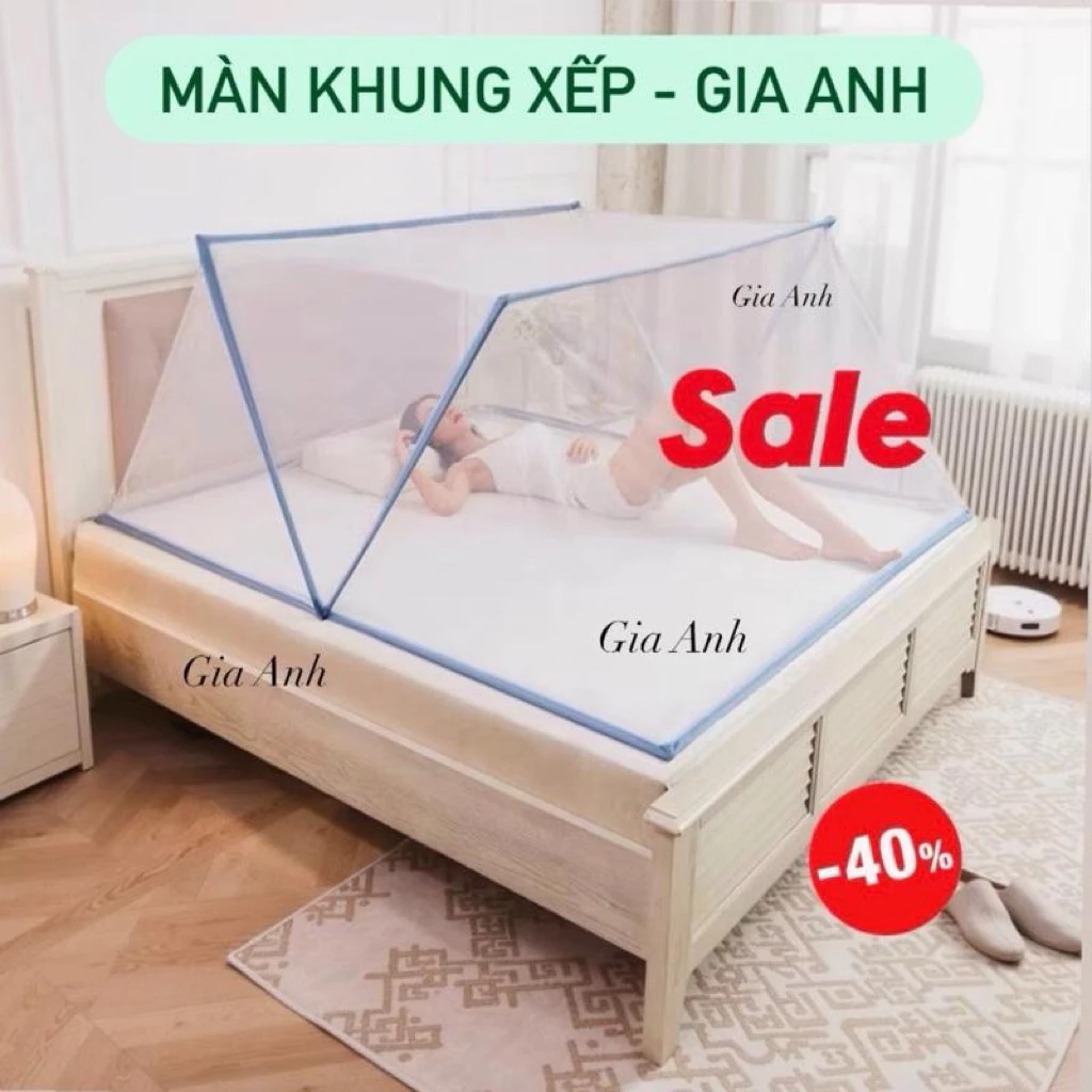 Màn chụp tự bung khung xếp thông minh ⚡LOẠI 1 ⚡gấp gọn tiện dụng, Mùng chụp tự bung người lớn Gia Anh