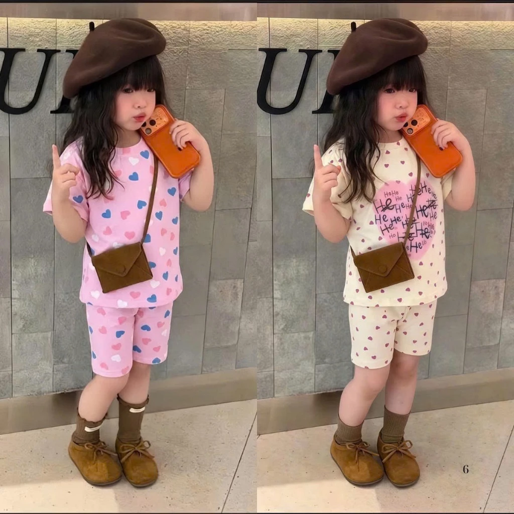 [7-18kg] Bộ cộc tay mùa hè cho bé gái đáng yêu chất liệu cotton mềm mại, thoáng mát mẫu HEHE- SHOP TUẤN VŨ