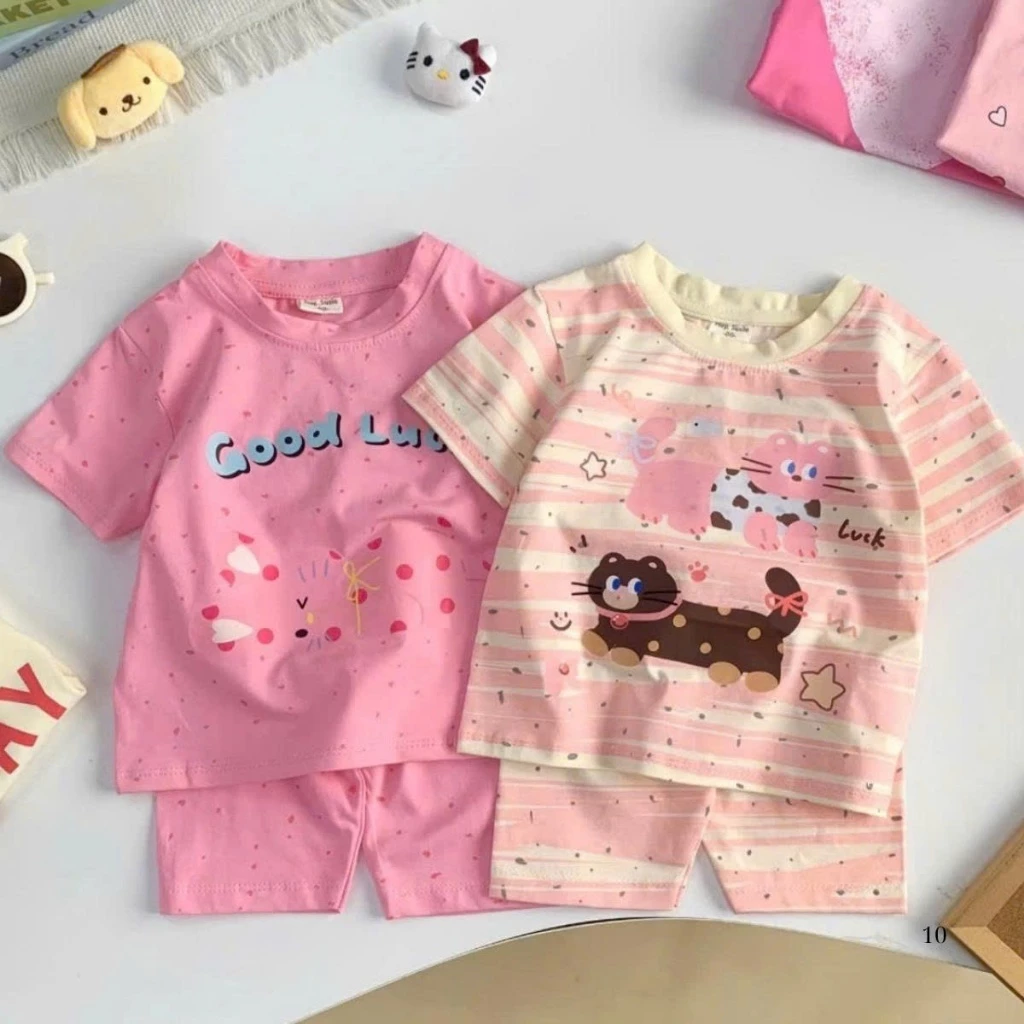 [7-18kg] Bộ cộc tay mùa hè cho bé gái đáng yêu chất liệu cotton mềm mại, thoáng mát mẫu ĐỐM.