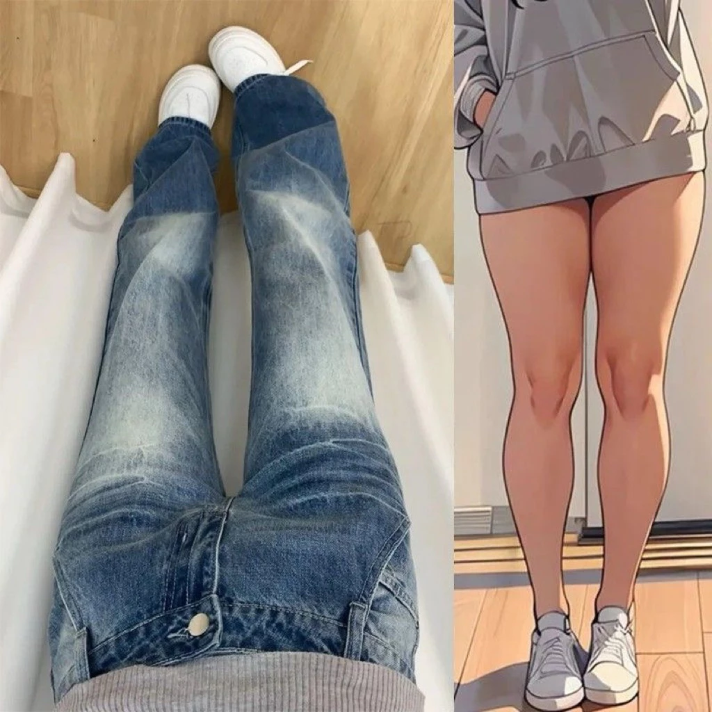 Quần jean xanh ống loe lưng cao, quần bò nữ ống vẩy đường phố thời trang xứ An Nam