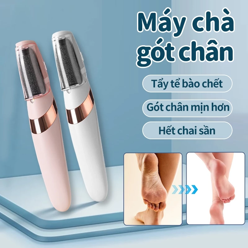 Máy Mài Gót Chân Sạc USB, 2 Đầu Mài, Dụng Cụ Làm Sạch Da Chân, Nhẵn Gót Ngay
