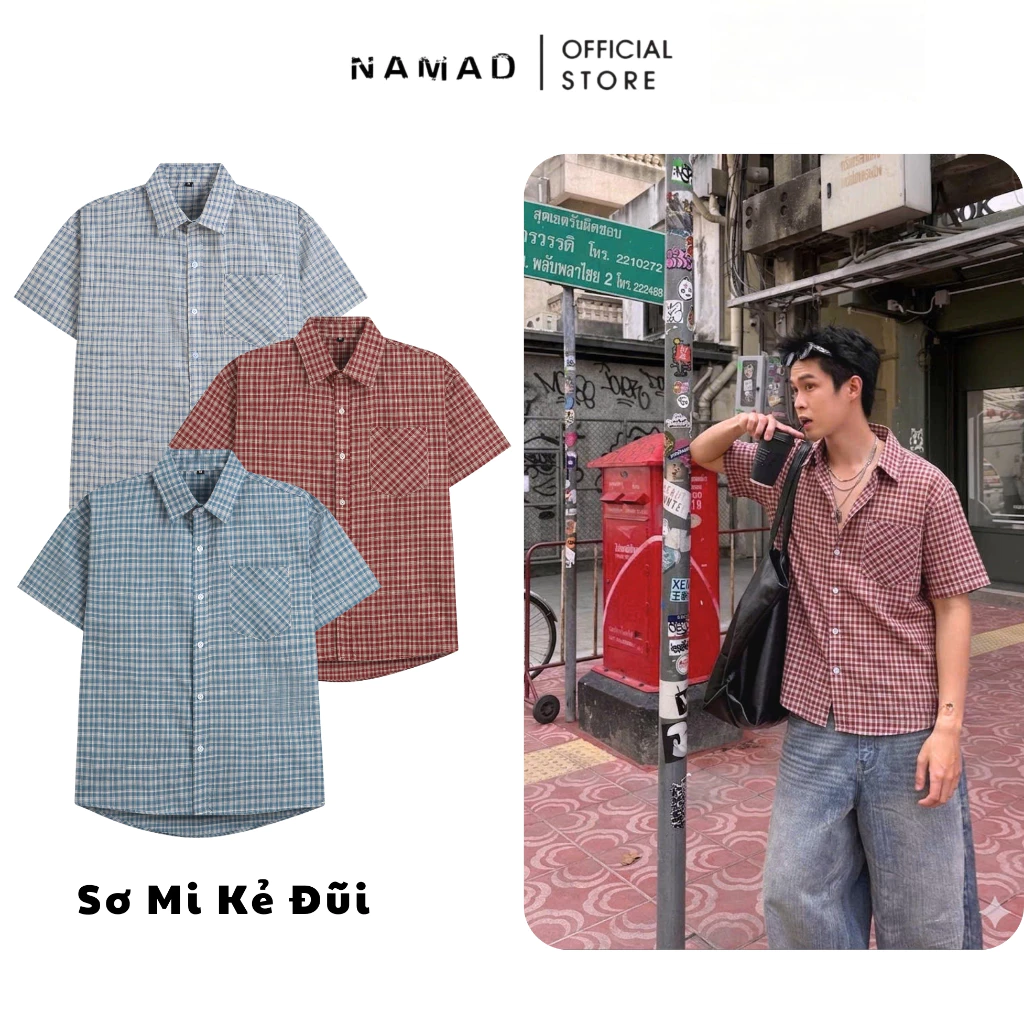 [Mở Bán] Áo Kẻ Flannel Cộc Tay NAMAD Dệt Mịn Không Nhăn Đứng Form Thoáng Mát Phong Cách Trẻ Trung Năng Động Z36