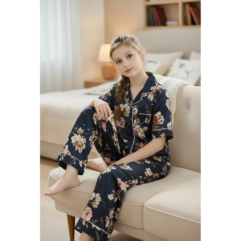 Bộ pijama bé gái vải latin họa tiết bé kem ốc quế dễ thương 10-65 kg | Đồ ngủ bé gái chất mềm mát, form rộng mặc ở nhà