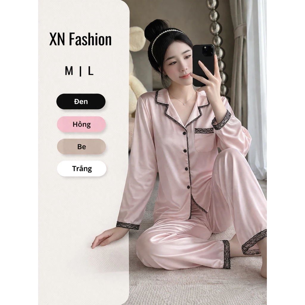 Bộ Ngủ Lụa Mặc Nhà Phối Ren Cao Cấp SZ 40-75KG