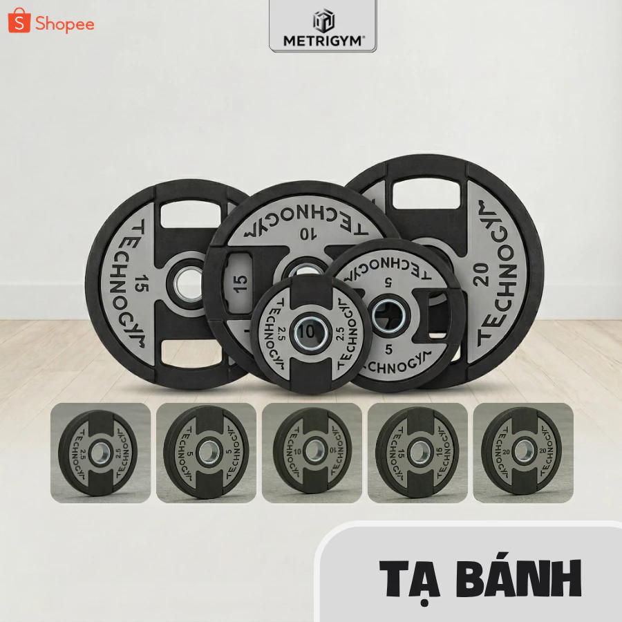 Tạ bánh TechnoGym cao cấp thép bọc cao su phi 50 từ 2,5kg đến 20kg