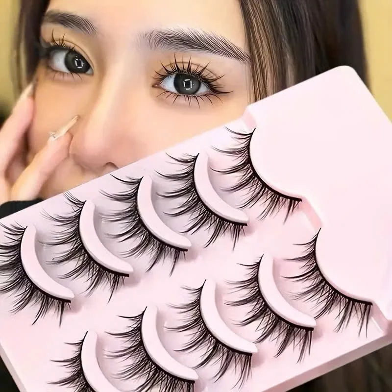 Lông Mi giả gân đen gân trong chồn tự nhiên hộp hồng cao cấp