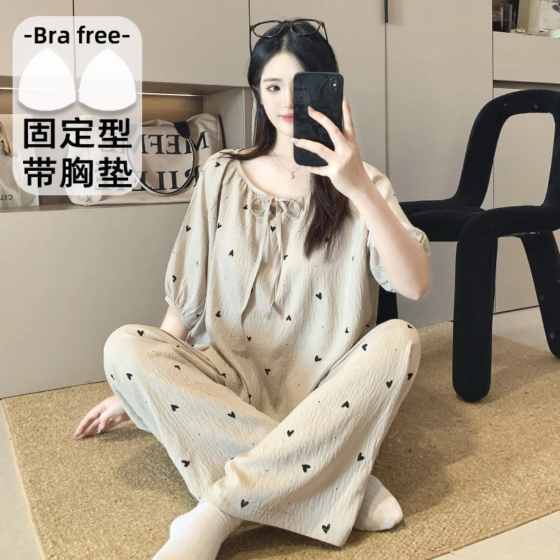 Quần dài ống rộng áo tay lỡ có sẵn đệm ngực RaNa phong cách sành điệu có thể mặc ra ngoài