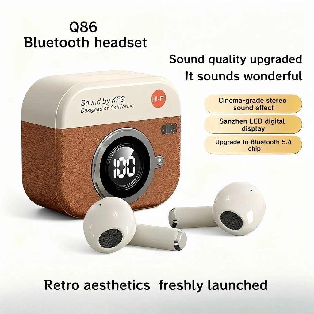 Tai nghe Bluetooth không dây Q86 Thiết kế cổ điển Bluetooth 5.4 ENC Giảm tiếng ồn Màn hình pin chống nước