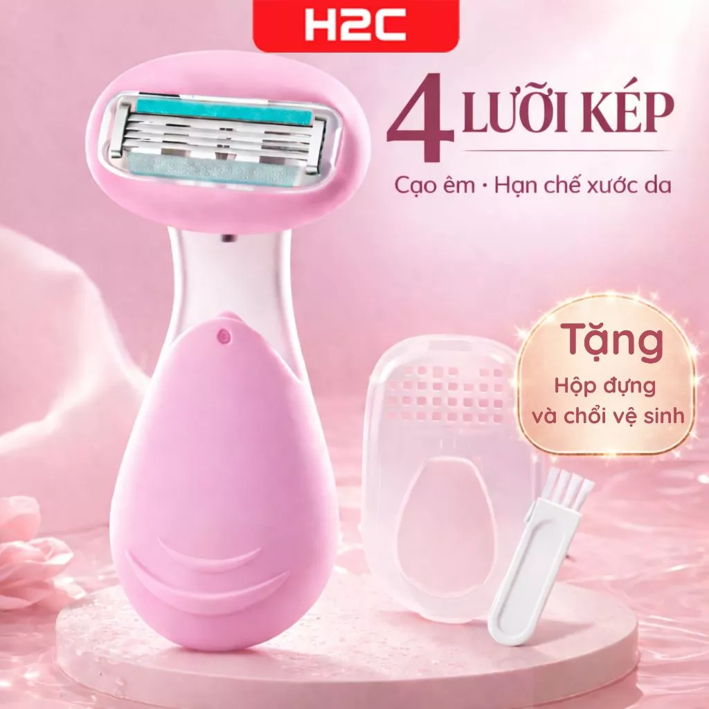 [XỬ LÝ BỞI SHOPEE - KHÔNG CHE TÊN] Dao cạo nữ H2C GentleSilk cho da nhạy cảm – Tặng hộp đựng & chổi vệ sinh