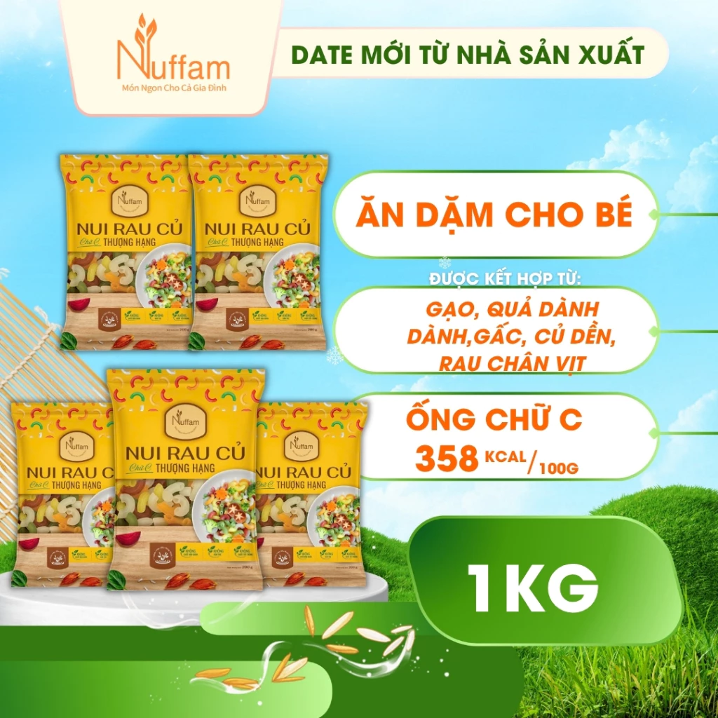 (1kg): Nui rau củ chữ C Ăn Dặm Cho Bé Nuffam