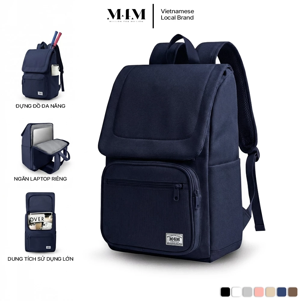 Balo đi học basic đựng laptop 15.6 inch M4M MONDAY Backpack BM003 Cặp học sinh nữ nam nhiều ngăn