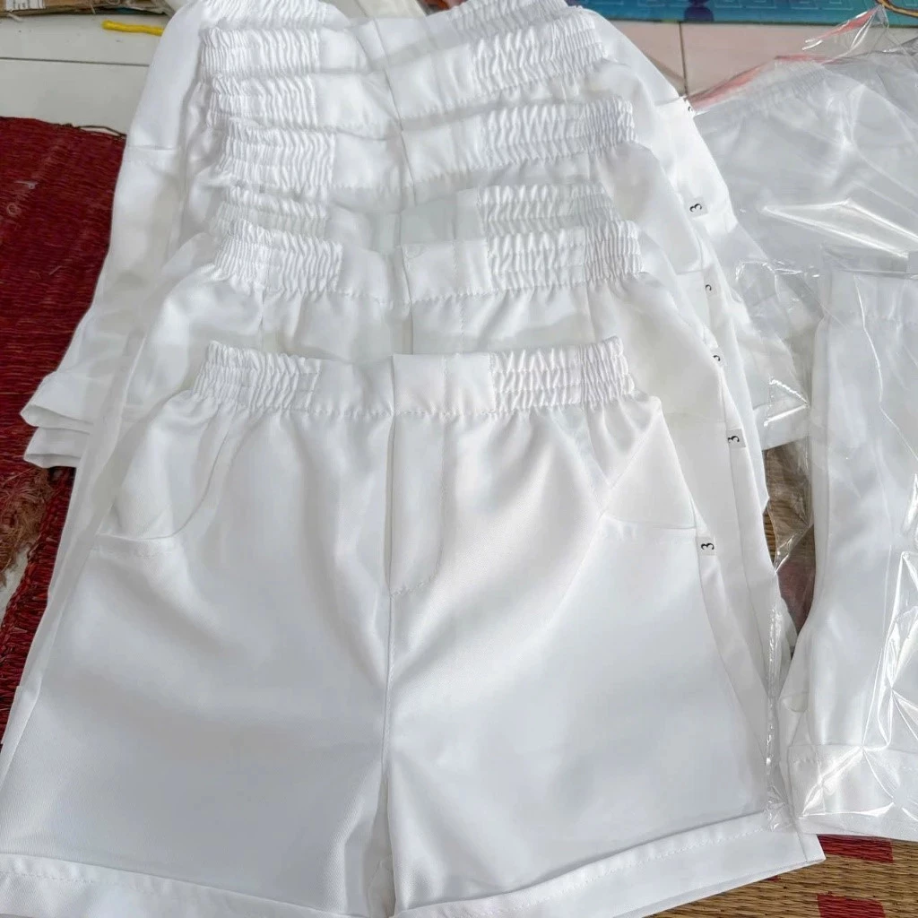Quần short Trắng. Quần Đùi Cho bé Mần Non, cấp 1. Quần kaki Mền Cho bé