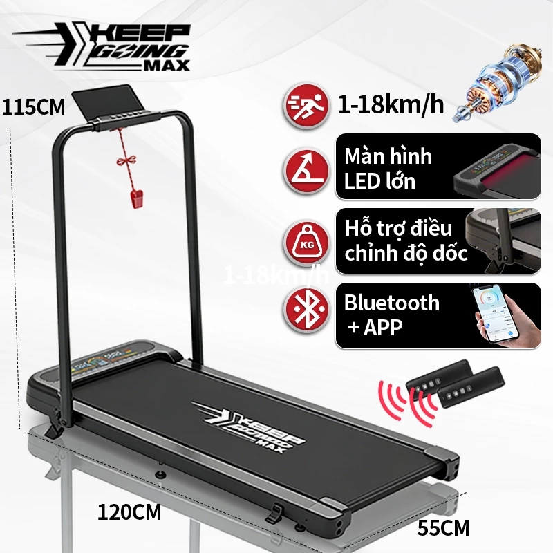 Máy chạy bộ đa năng 2026,Hỗ trợ điều chỉnh độ dốc,Kết nối APP qua Bluetooth,chống ồn,chống rung