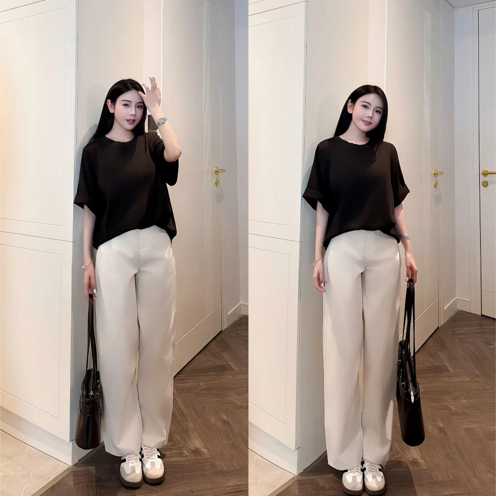 Quần Kaki Nhật Ống Rộng Kiểu Dáng Rộng Form Thụng Cạp Cao Khóa Trước Chun Sau Siêu Hót 23thang9 11