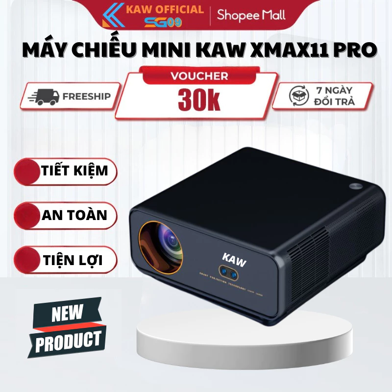 Máy Chiếu Mini Độ Sáng Cao KAW XMAX11 24000 Lumens, Độ Phân Giải 4K, Phù Hợp Giảng Dạy, Văn Phòng