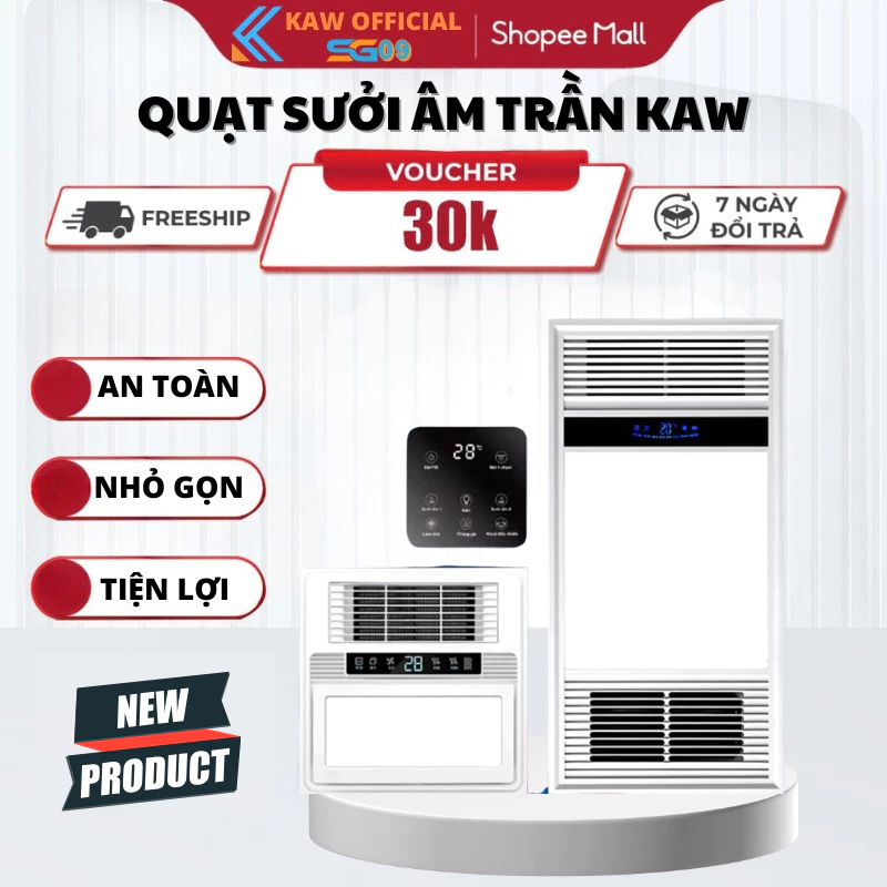 Quạt Sưởi Nhà Tắm KAW ,Tích Đèn Led, Làm Ấm Nhanh, Tiết Kiệm Điện, Hỗ Trợ Lắp Đặt, Bảo Hành 5 Năm