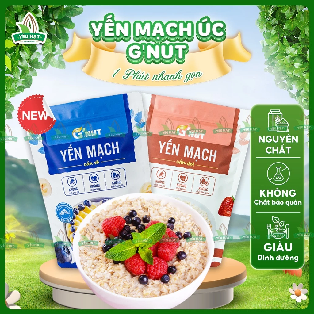 [BAO BÌ MỚI] Yến Mạch Cán Dẹt/ Cán Vỡ Ăn Liền Úc G'Nut 500G Giảm Cân Ít Calo Ăn Sáng No Lâu Yêu Hạt