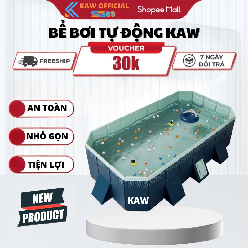 Bể Bơi Tự Động KAW Không Bơm Hơi, Chất Liệu Cao Cấp Gấp Gọn Dễ Dàng, An Toàn Cho Bé,BH 12 Tháng