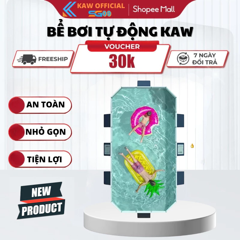 Bể Bơi Tự Động KAW Không Bơm Hơi, Chất Liệu Cao Cấp Gấp Gọn Dễ Dàng, An Toàn Cho Bé