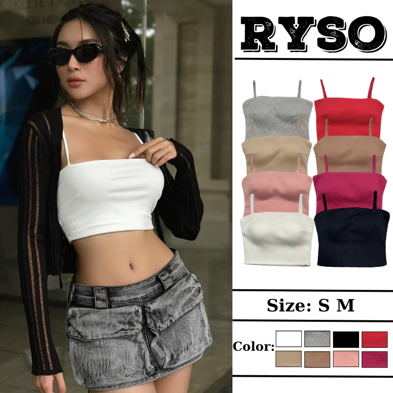 Áo Hai Dây Nữ Có Mút Ngực Chất Thun Borip Mịn Màng,Áo 2 Dây Croptop Ôm Body Co Giãn Tôn Dáng Basic Dễ Phối Đồ RYSO STORE