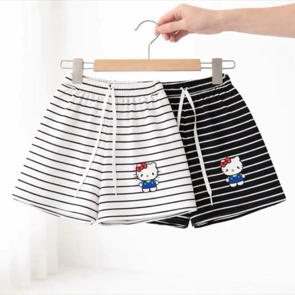 [Combo Quần ]Short Hello Kitty Stripe - Thiết Kế Sọc Đen Trắng với Hình In Hello Kitty Dễ Thương