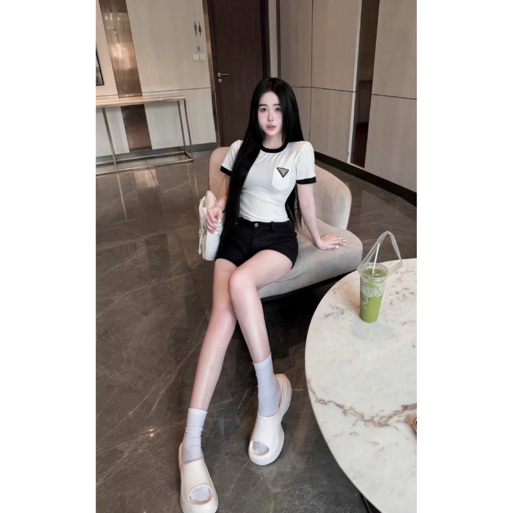 [KÈM ẢNH SÀN]Sét áo body tay cộc đính tang kèm quần sooc đùi sét tôn dáng trẻ trung đi chơi đi dạo sang chảnh S16