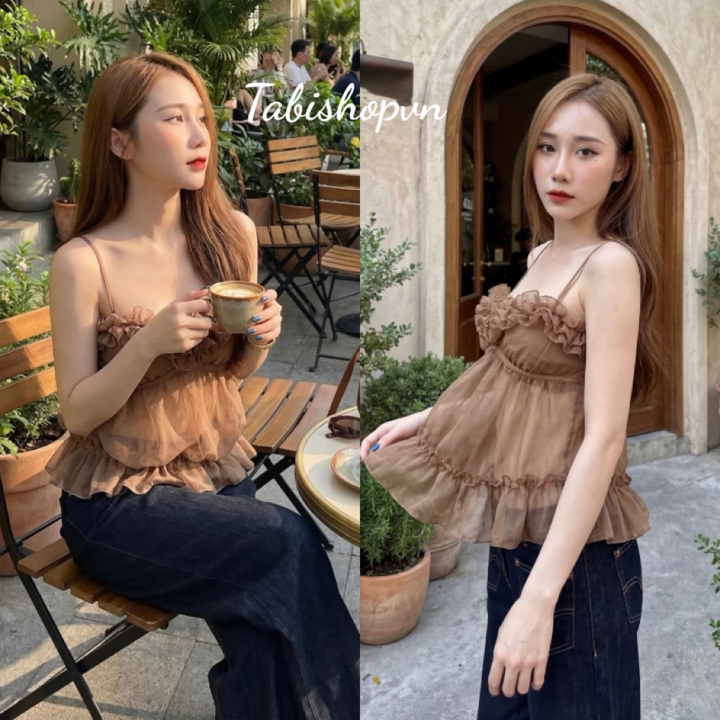 Áo 2 dây nữ bèo ngực phối bo eo TABISHOP Áo kiểu nữ sexy mặc đi chơi hè đi biển du lịch (295)