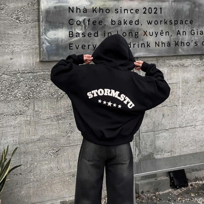 Áo Khoác Hoodie Zip Nam-Nữ STORM_STUDIO In Dập Nổi Cao Cấp Chất Nỉ Dày Dặn Chuẩn Form Dáng FORM BOXY