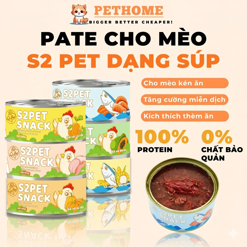 [Hỏa tốc] Pate Mèo S2Pet, Neeka Lon 85g Dạng Sốt Thịt, Pate S2Pet Cho Mèo Dạng Gravy Vị Gà Mix Rau