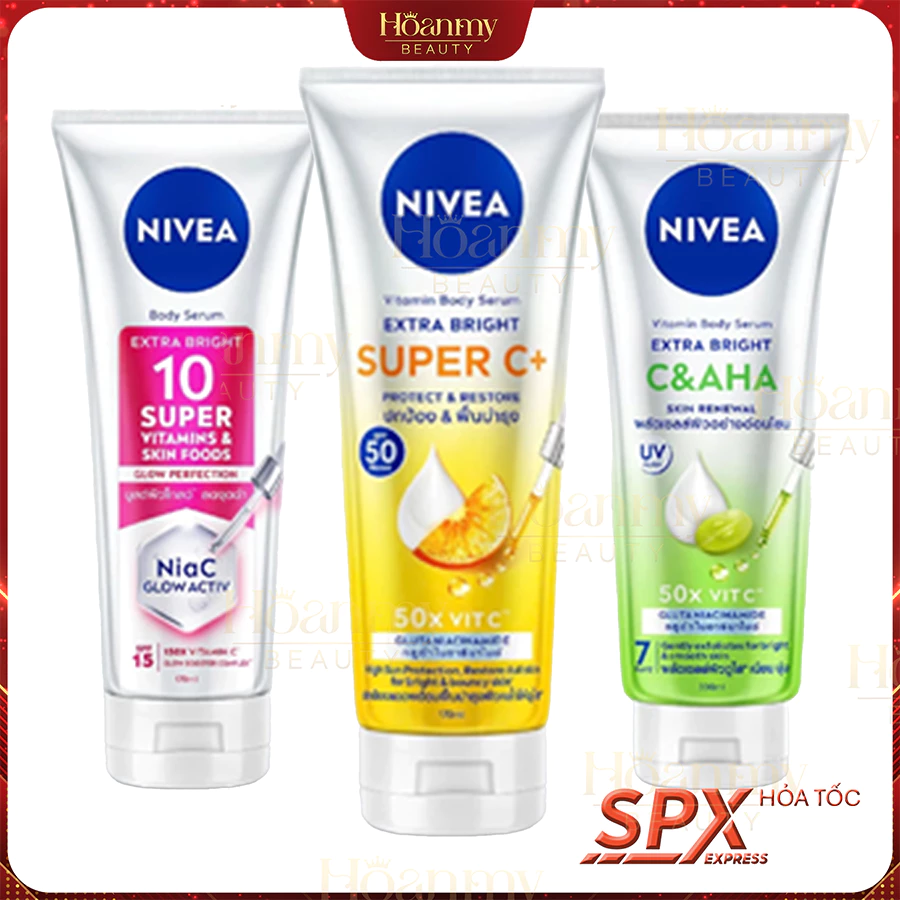 Serum Dưỡng Thể NIVEA 10 Super Vitamins & Skin Foods Sáng Da/Vitamin Extra Bright C&AHA Dưỡng Sáng