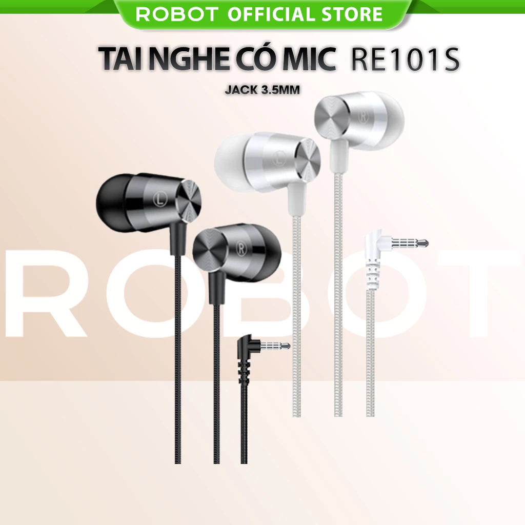 Tai Nghe Có Dây ROBOT REC10E  RE101S Nghe Nhạc Đàm Thoại Cổng Kết Nối 3.5mm - Dây Chống Rối