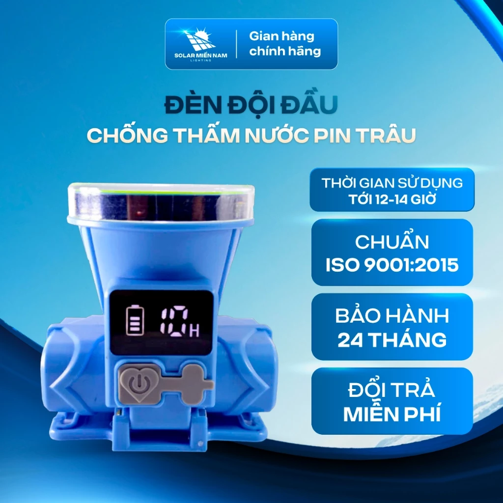 Đèn Pin Đội Đầu Siêu Sáng, Loại Đèn Pin Màn Hình Hiển Thị Pin LCD, Có Sạc Nhanh Type-C Pin Trâu Sử Dụng 12-14 Tiếng