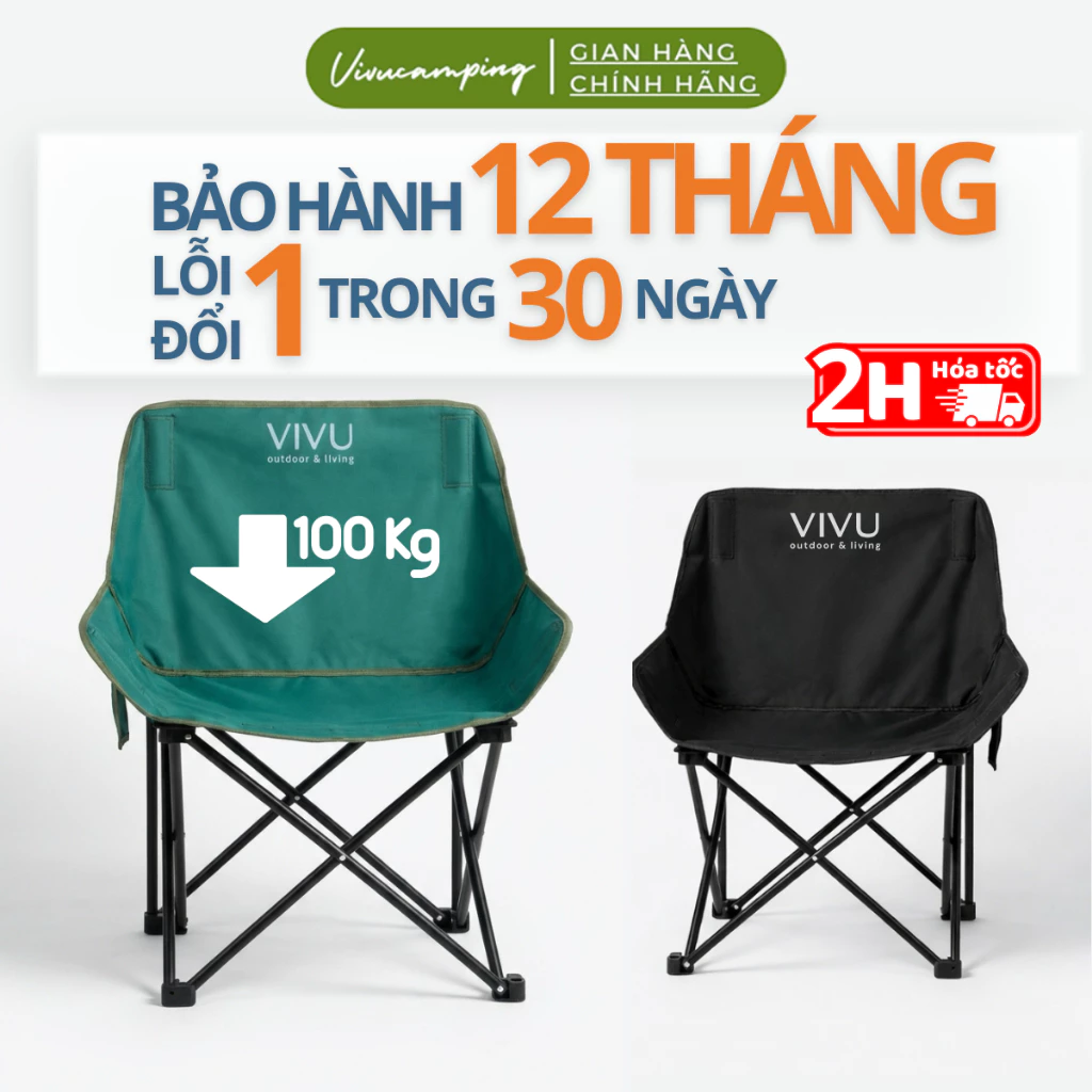 Ghế Cắm Trại Dã Ngoại Gấp Gọn Vivu Outdoor, Ghế Mặt Trăng Tiện Lợi Dùng Cho Trẻ Em Và Người Lớn