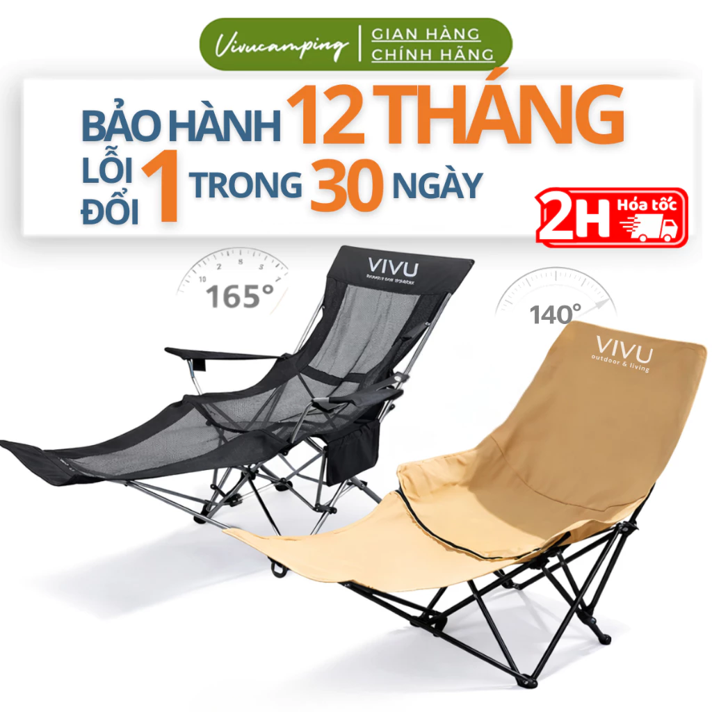 [ Hoả Tốc] Ghế Dã Ngoại Ngả Lưng Vivu Outdoor Gấp Gọn, Ghế Cắm Trại Gác Chân Tiện Lợi Chịu Tải Lớn