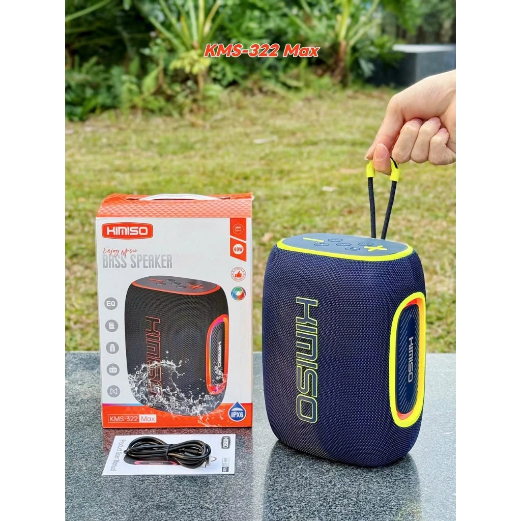 Loa Bluetooth KMS-322 max siêu bass công suât 50w có tay cầm led theo nhạc