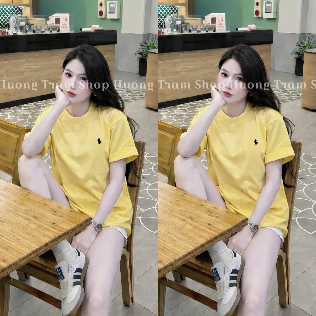 Áo phông nữ thêu ngựa nhỏ xinh trước ngực Basic dễ mặc. Áo thun nữ from rộng chất cotton cao cấp