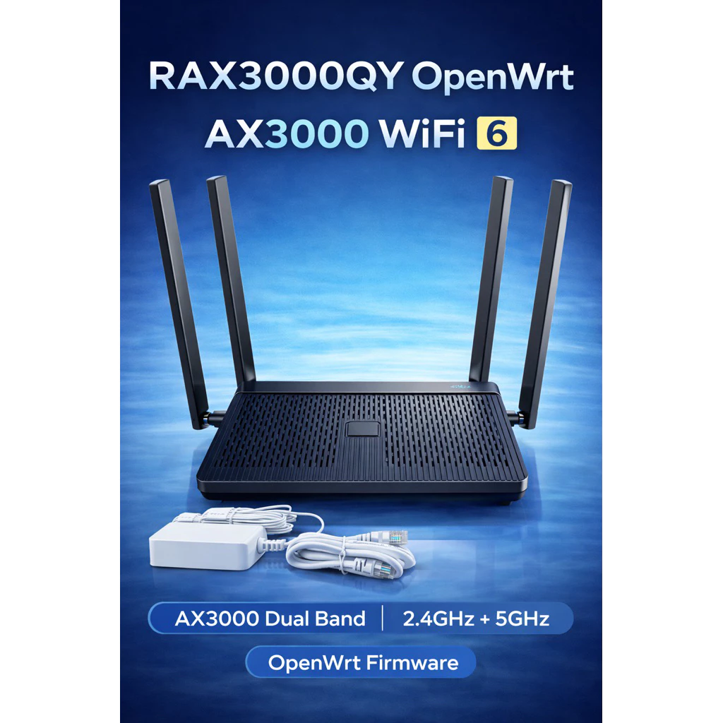 Bộ phát wifi Router wifi RAX3000QY có thêm rom OPENWRT , wifi 6 AX3000, 4 râu , sóng mạnh Hàng cũ