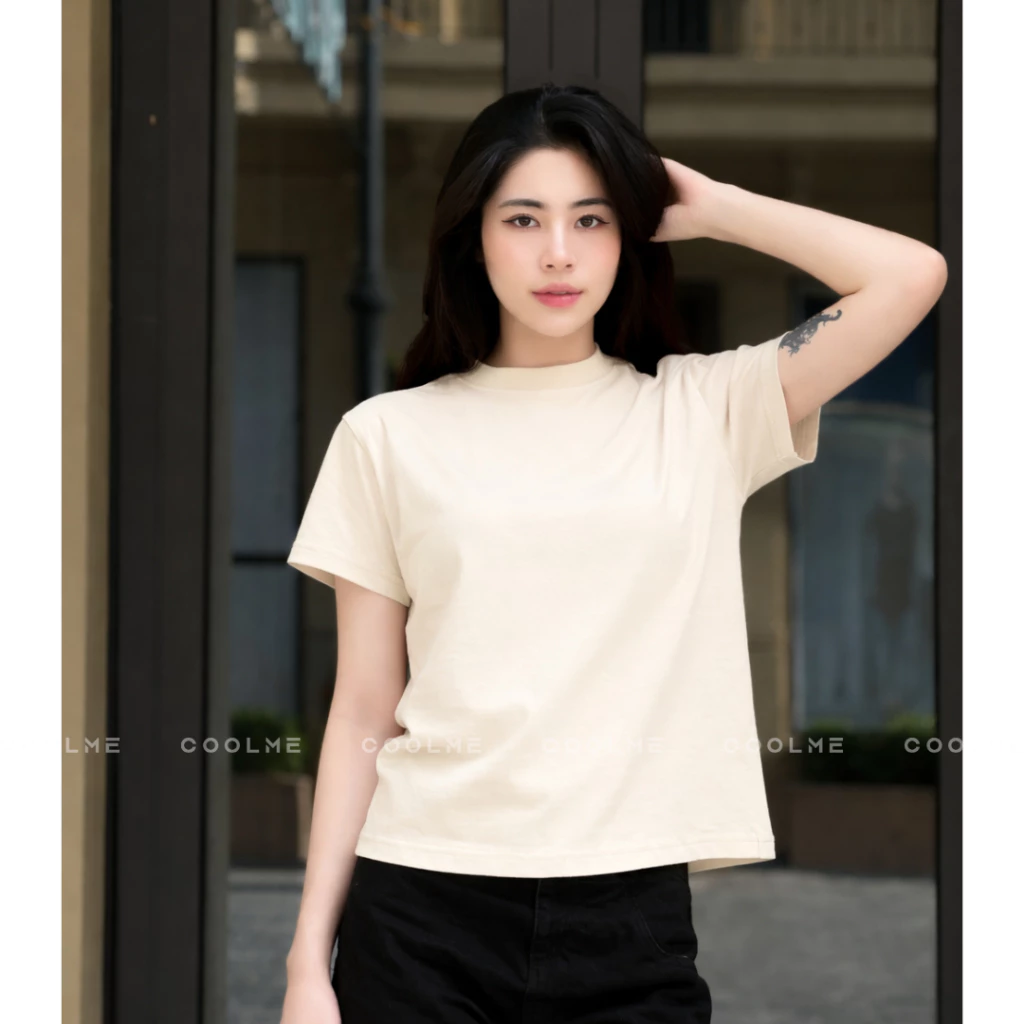 Áo baby tee nữ trơn basic form vừa đẹp chất cotton cổ bo chun thấm hút mồ hôi tốt - BBT