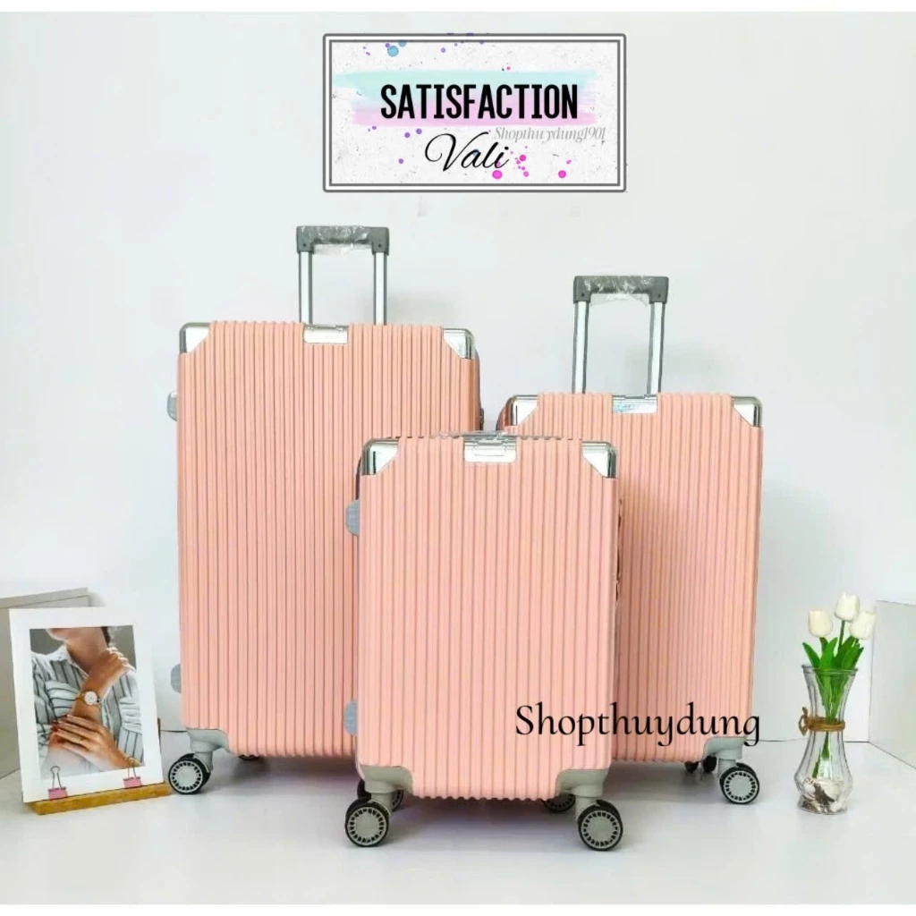 Vali Cao Cấp size 20/24 bo góc kim loại chống va đập, bánh xe chống ồn, xoay 360 độ