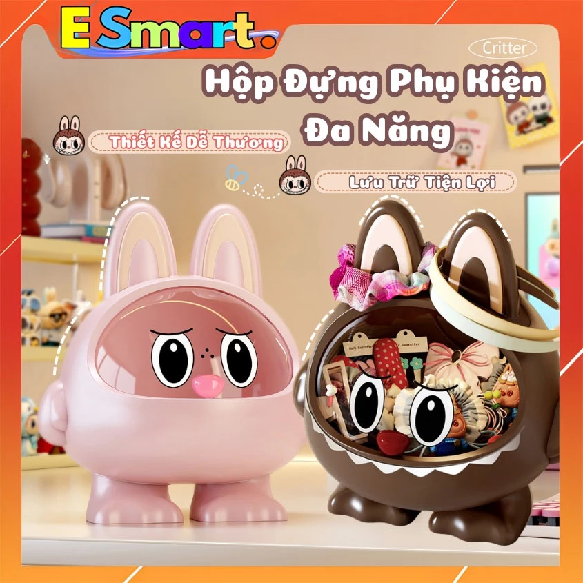 Hộp Đựng Đồ, Phụ Kiện Để Bàn Hình Labubu Dễ Thương - Hộp Đựng Đồ Mỹ Phẩm, Trang Sức Đa Năng Decor Bàn Học, Bàn Làm Việc