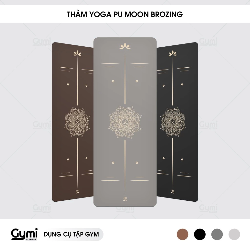 Thảm Tập Yoga Gym Định Tuyến YOGA Pu Cao Su IN LỤA Moon Brozing Kẻ Vàng Cao Cấp - ThamPU-KeVang