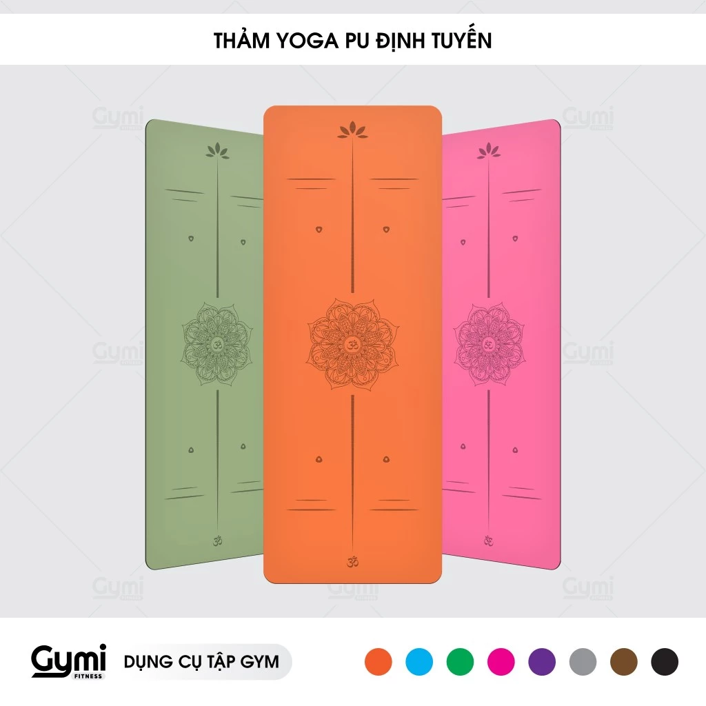 Thảm Tập Yoga Định Tuyến Da PU 5mm - Cao Su PU Chống Trượt Tuyệt Đối - Bám Hút Tốt - ThamPU