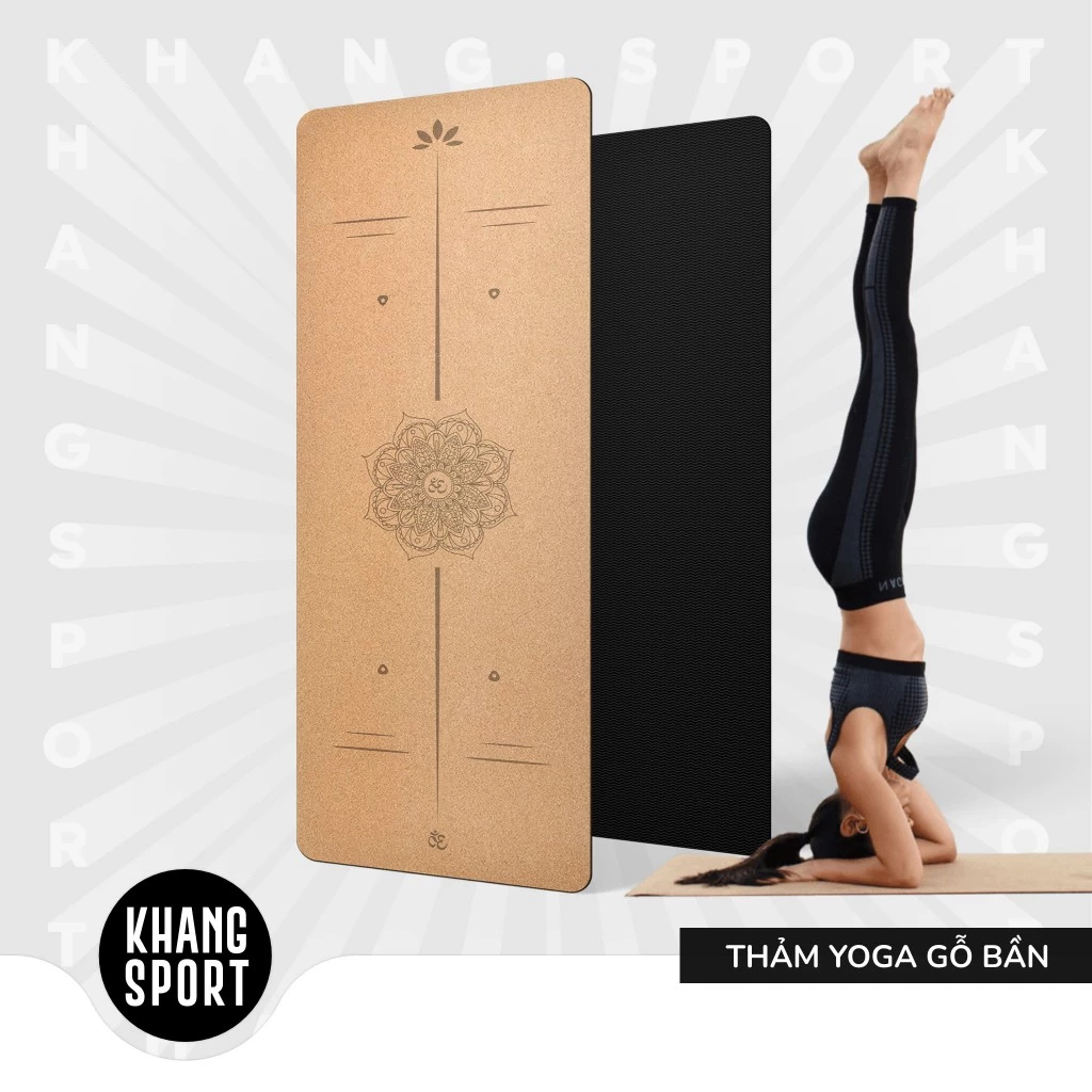 Thảm Tập Yoga Gỗ Bần Da PU Hoa Văn Định Tuyến 183cm X 61cm - Tham-GoBan