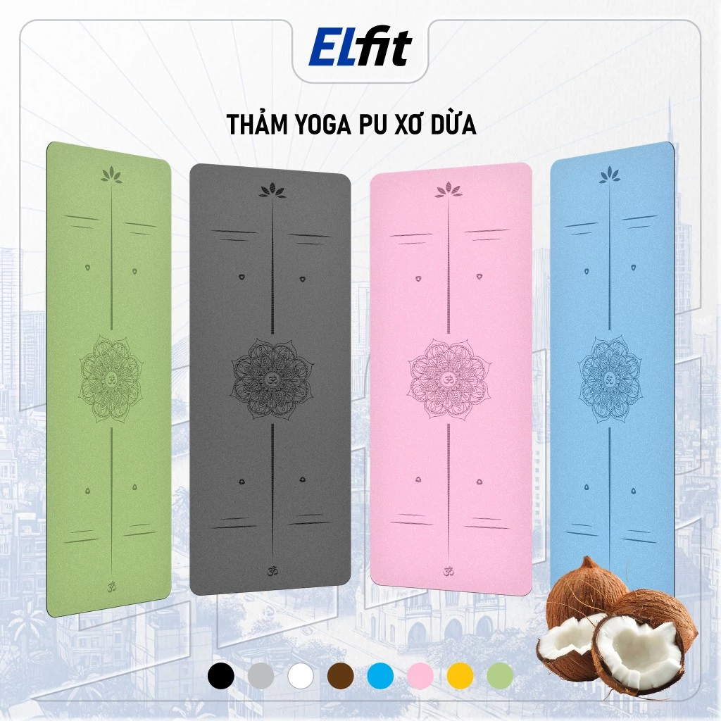 Thảm Tập Yoga Định Tuyến YOGA Xơ Dừa Pu Hoa Văn 5mm - ThamPU-XoDua