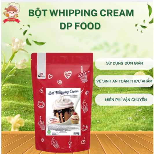 Bột Whipping cream DP Food 500g (Tách lẻ 100g, 200g)  Nguyên liệu làm khúc bạch, bánh ngọt, tiramisu