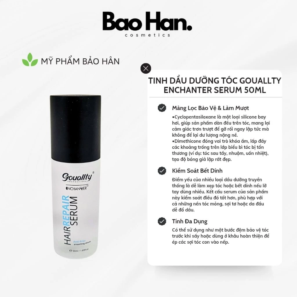 TINH DẦU DƯỠNG TÓC GOUALLTY ENCHANTER SERUM 50ML - PHỤC HỒI HƯ TỔN, CHỐNG XÙ RỐI, MỀM MƯỢT CHUẨN SALON