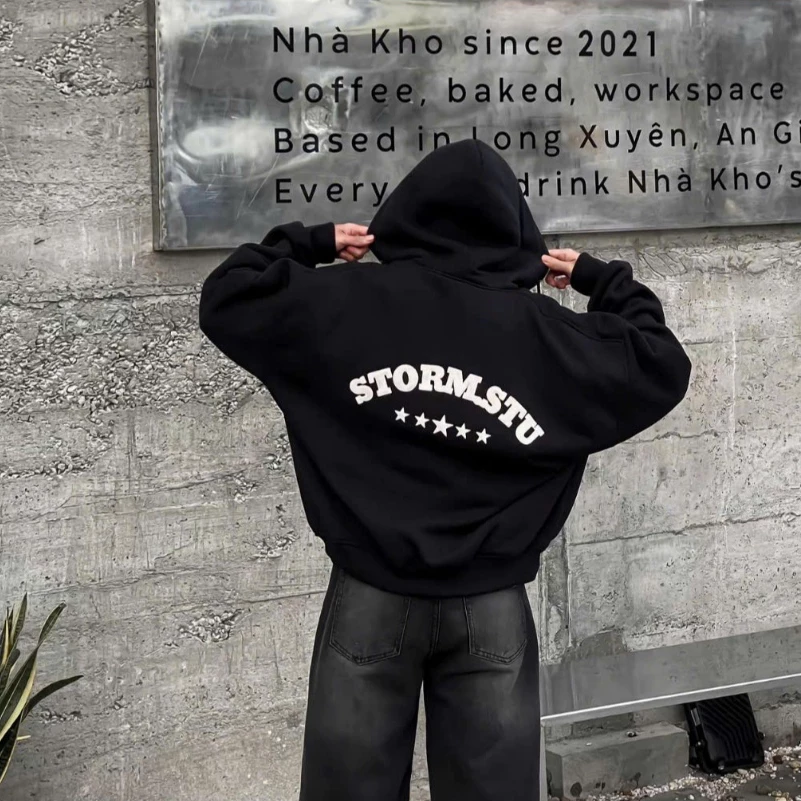 Áo Khoác Hoodie Zip Nam Nữ STORM In Dập Nổi Cao Cấp Chất Nỉ Dày Dặn Chuẩn From Dáng FORM BOXY Cực Chất