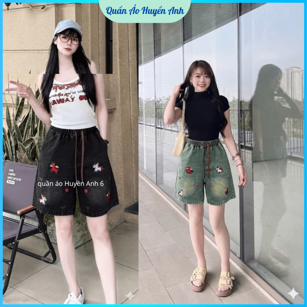 Quần ngố lửng thêu hình màu lưng thun M80